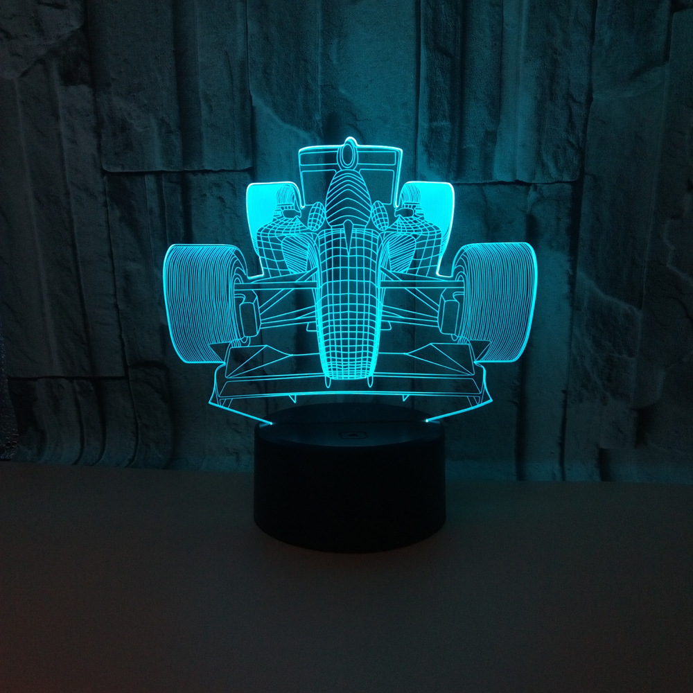 Racing F1 car colorful 3D night light custom OEM sign logo Touch remote control decorative small table lamp