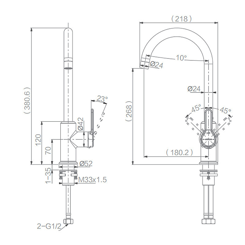 Hot Cold Water Kitchen Mixer Faucet Zinc Alloy ARROW ACY11W15
