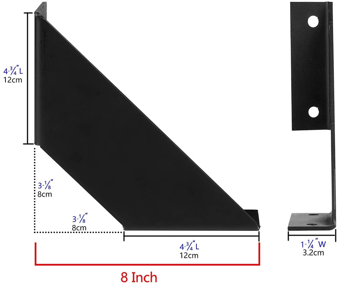 Black Plating Heavy Duty L-Shaped Wall Floating Shelf Bracket with 4mm/6mm Thickness