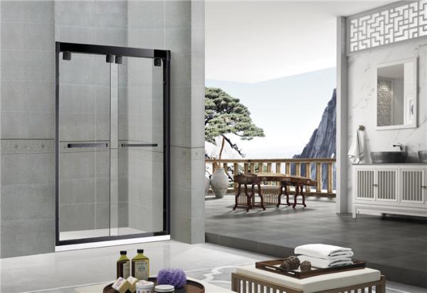 Sand Black Inline Double Sliding Glass Shower Screen Aluminum Alloy CE