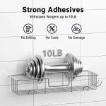 No Drilling Adhesive Rustproof Stainless Steel Shower Organizer for Bathroom