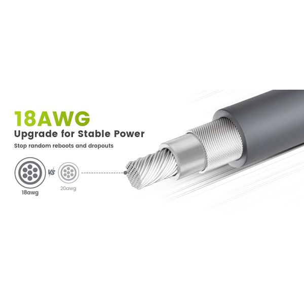 Starlink Mini Replacement Coaxial Cable 12V DC Barrel Jack Thick Wire Stable Power Supply for Outdoor Camping Activities