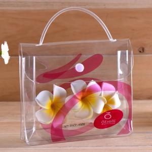 China Garment Packing Clear PVC Packaging Bags With Plastic Button and Hand on sale