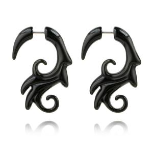 Wholesale Punk Earring Plugs for Women Piercing Black Color Earrings Srcew Crooked Shape Ear Party Band Jewelry from china suppliers