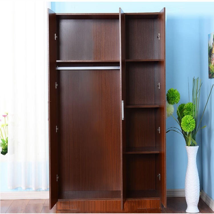 E1 E0 Wood Panel Furniture Melamine Board 3 Door Wooden Wardrobe