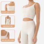 Full Coverage Shockproof Yoga Bra Athletic Workout Sports Bra Ribbed