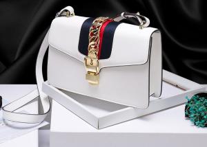 Wholesale Leather Single Shoulder Bag With Lock Buckle , Slanting Bow Tie Striped Satin Ribbon Bag from china suppliers