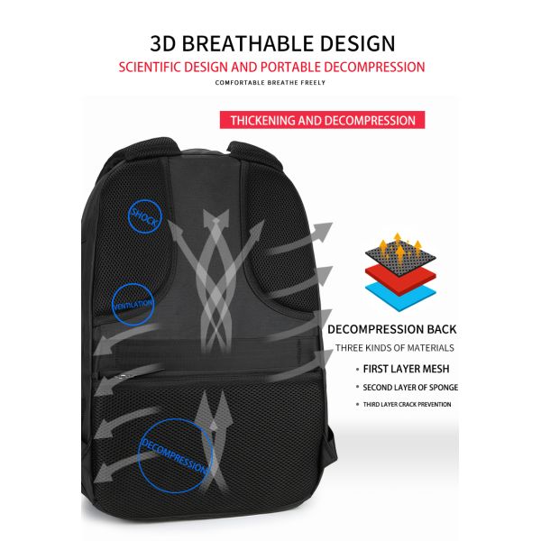 New custom logo large capacity anti theft laptop bag waterproof bag with USB interface business travel Backpack