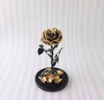Never fade gold dipped heart shape real preserved gold rose in glass
