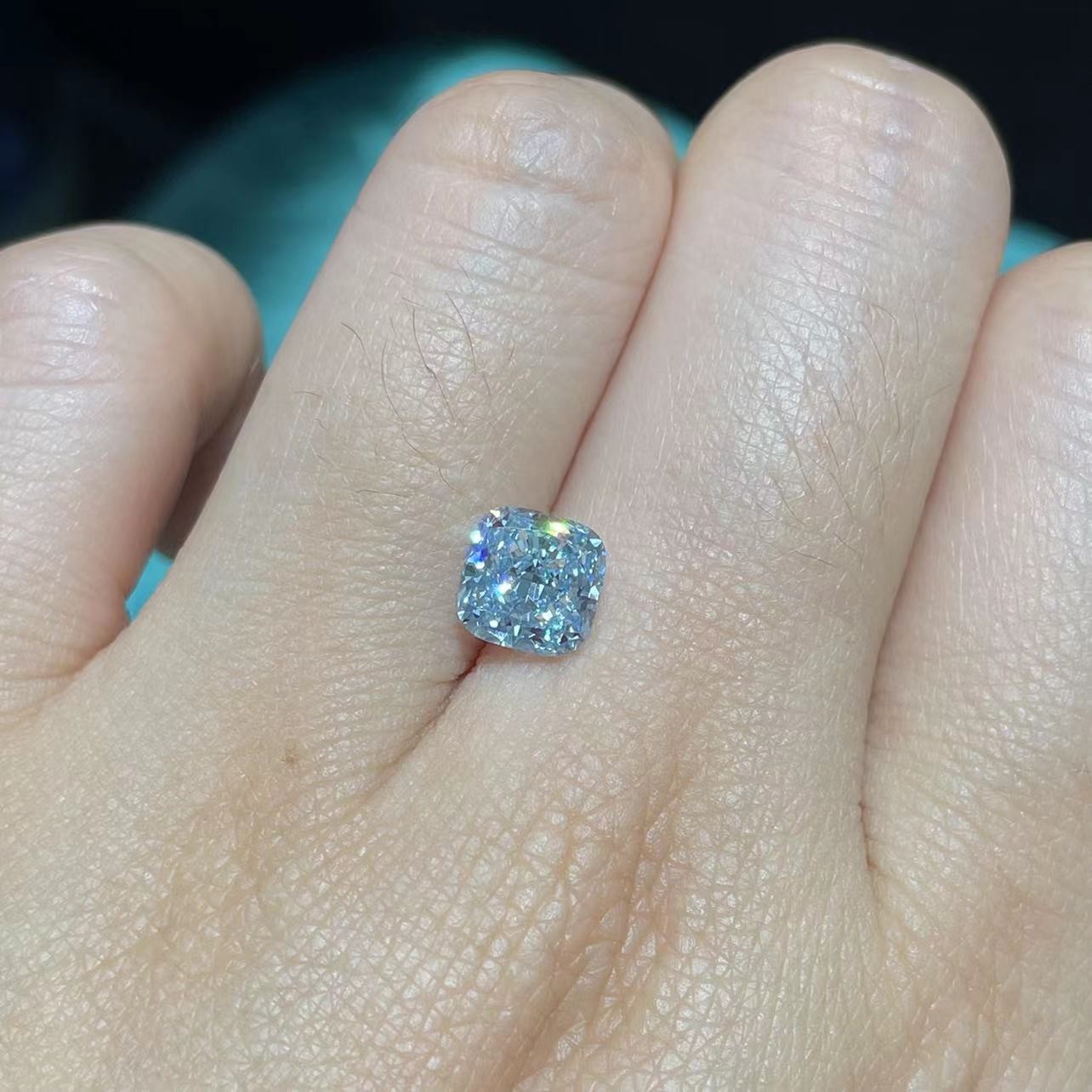 Loose CVD Lab Grown Synthetic Fancy Vivid Blue Diamond Cushion Shape 2.25ct IGI Certified