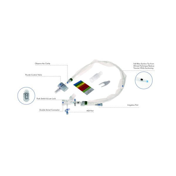 Closed Suction System Tracheostomy Tube Single Lumen Auto-Flushing 72H