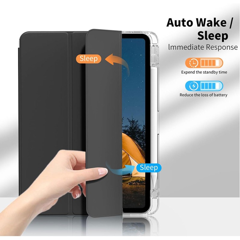 Custom Logo Clear Shockproof Case for iPad Mini 8.3" | Tri-Fold Stand | Sleep/Wake | Pencil Slot | OEM Packaging