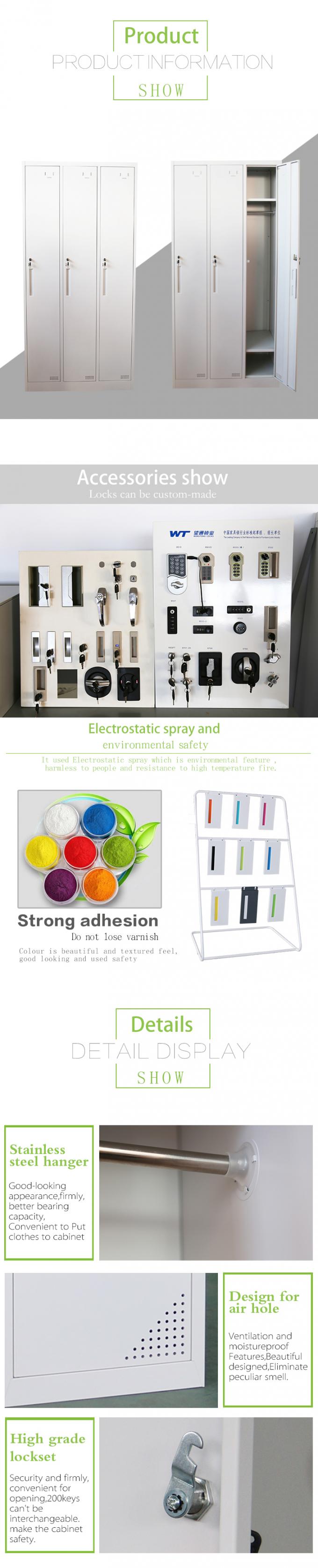 3 Door Thick 0.5mm Locker Room Cabinets For School Students 1