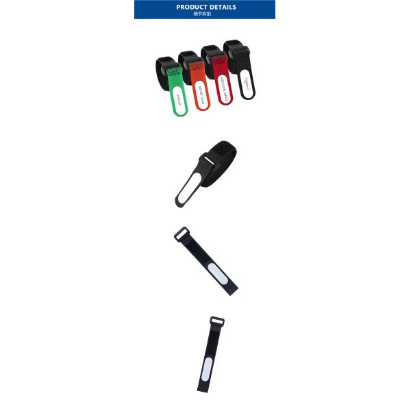 Writable Hook And Loop Cable Management Plastic Hook 70% Polyester Reusable