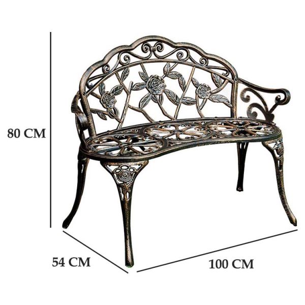 Metal Type Aluminum Love Seat Bench for Outdoor Patio Garden Balcony in Modern Design