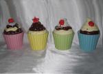 Hand Painted Sweet Cupcake Trinket Box / Covered Box Ceramic Dolomite Stoneware