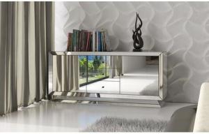 Wholesale Modern Design Mirrored TV Stand With 2 Doors 3 Drawers Silver Color from china suppliers