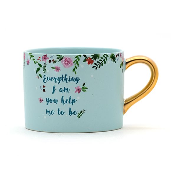 Lovely Mothers Day Crockery Elegant Design Mom Gift Ceramic Mug Coffee With Gold Handle