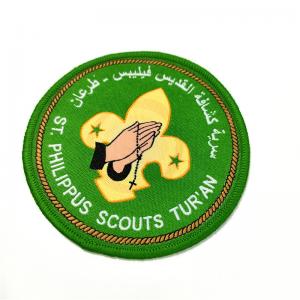 China PMS Color Custom Woven Patches No Minimum Woven Badges Polyester Yarn Cotton Yarn on sale