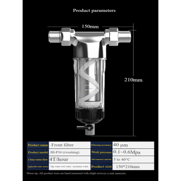 Household Outdoor Sediment Backwash Filter SS304 Tap Water Prefilters 40 Micron