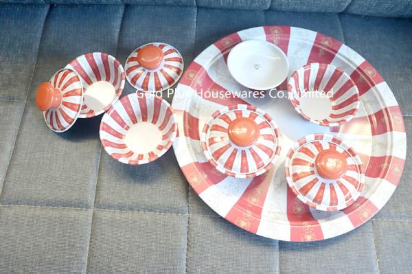 Small size home decoration stainless steel round snack bowls 5 pcs snack platter