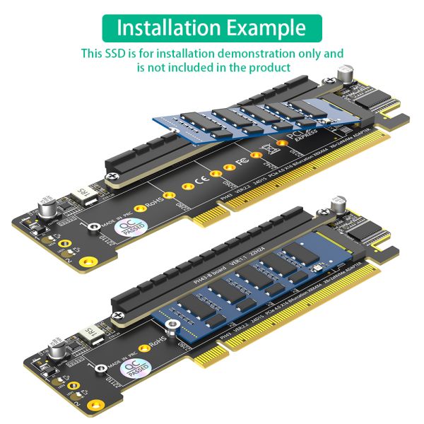 Dual NVMe PCIe 4.0 Adapter for M.2 SSD, 18x9cm, 1 Year Warranty