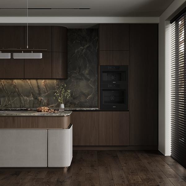 Luxury Complete Full Set EB Board Kitchen Cabinet Manufacturer Furniture Solid Wood Walnut Flat Pack Kitchen Cabinets