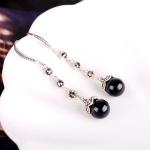 Antique Thai Silver Jewelry Sterling Silver Black Onyx Marcasite Drop Dangle